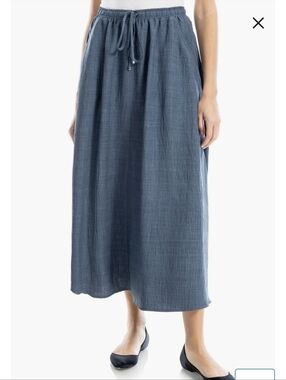 Max Studio Textured Crop Maxi Skirt NWT Size M Blue Chambray Elastic Waist